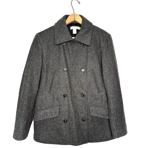 J. Crew | Gray Quilted Liner Wool Pea Coat Size Small - Picture 1 of 6